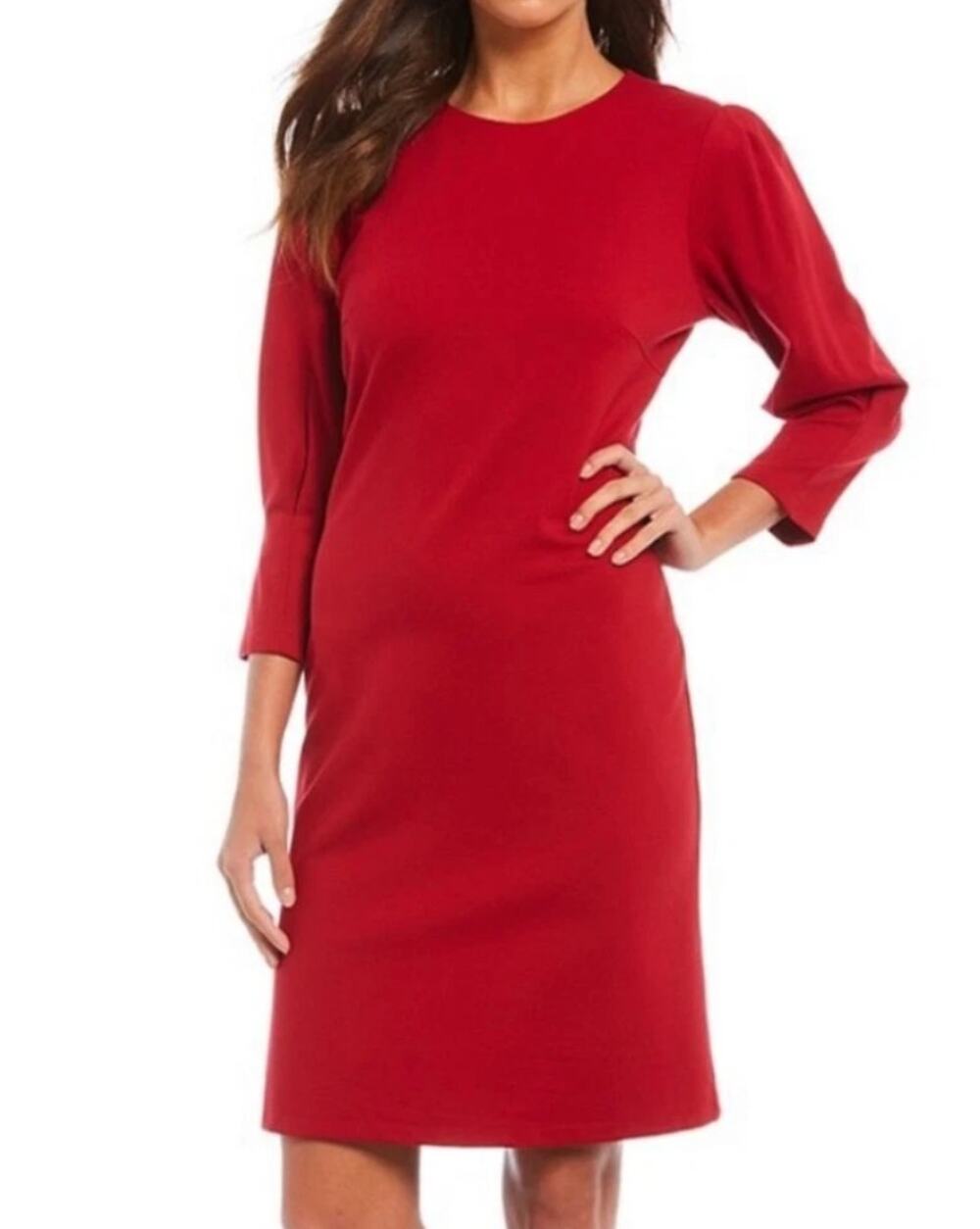 J. McLaughlin Red Ezra Puff Sleeve Sheath Dress Size Small